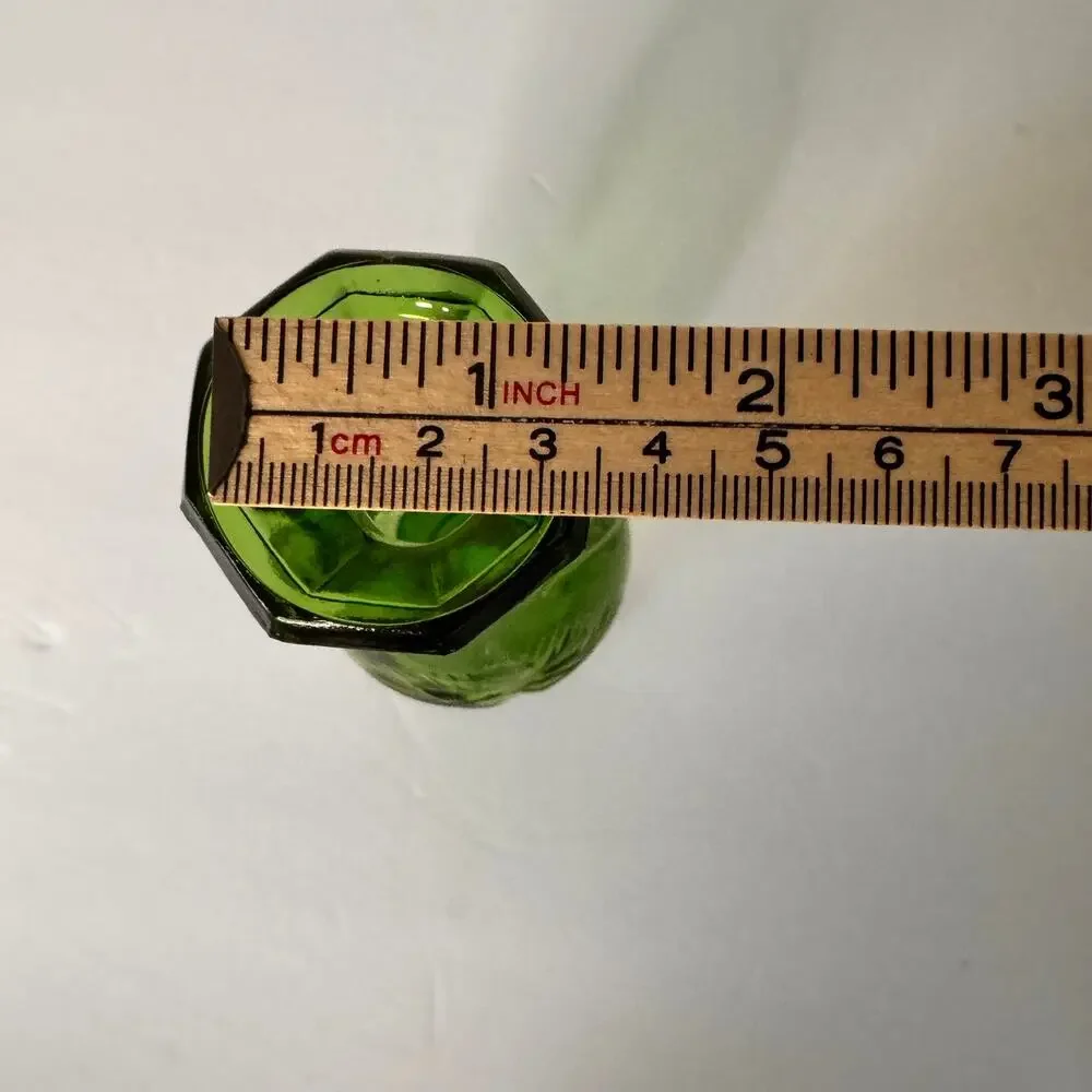 Emerald Green Starburst Pattern Antique Glass Bud Wildflower Vase 7